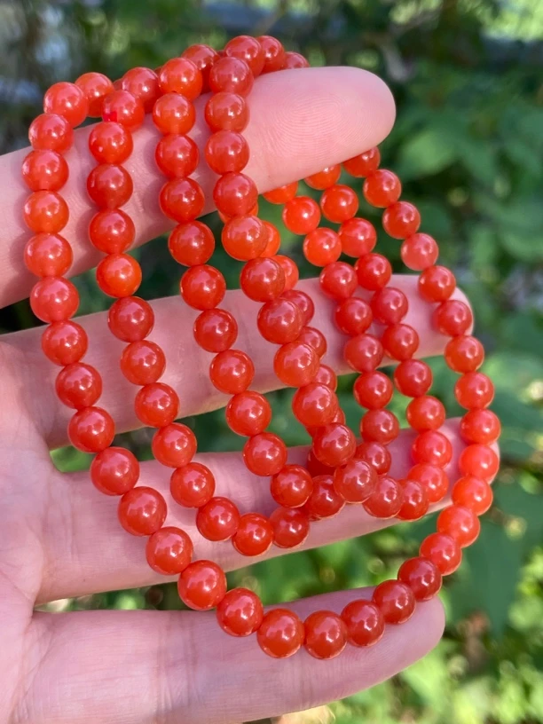 精品南红玛瑙6mm绕手4圈手链，颜色红润鲜艳