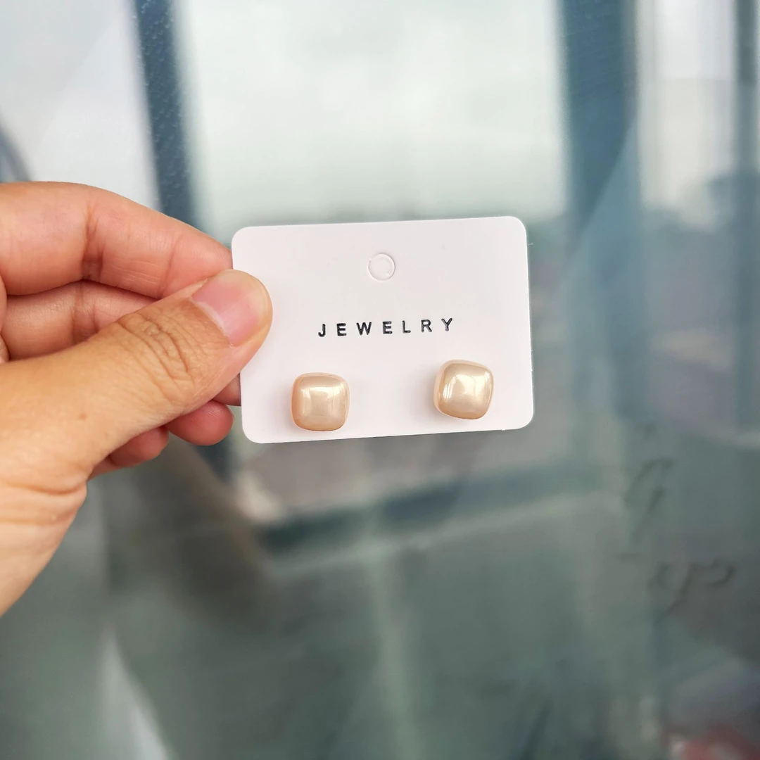 合金树脂耳饰 几何方形925银针耳钉女小众设计简约风耳环优雅耳饰