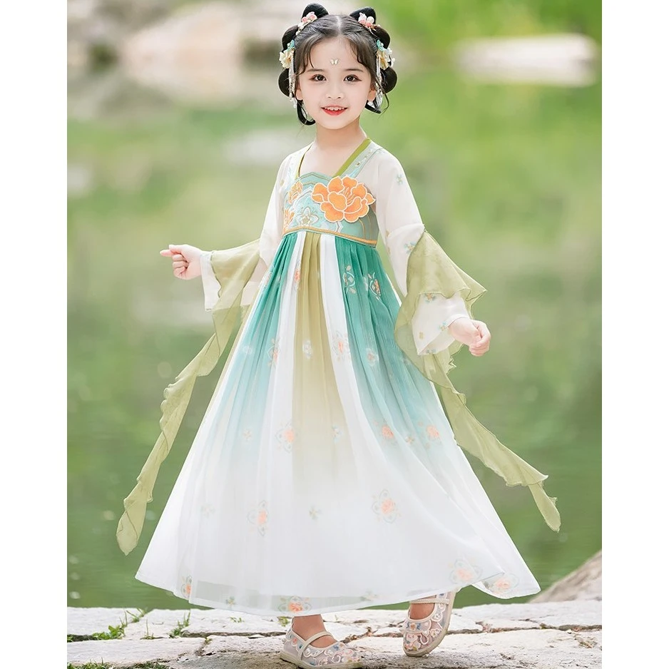 女童古装儿童夏2024新款小女孩中国风春秋公主薄款连衣裙仙气飘逸