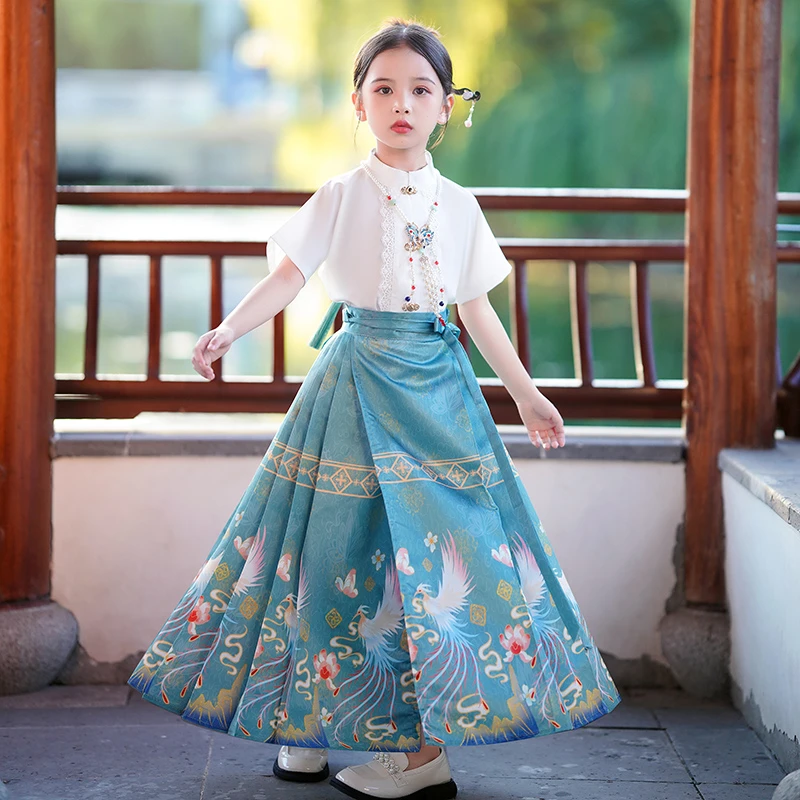 马面裙女童儿童汉服夏秋款2025国风中式古装夏款女孩唐装日常汉服