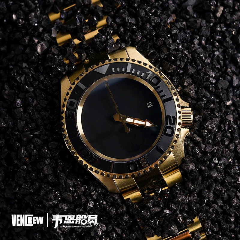 VENCREW韦恩船员【24K  BLACK】自动机械表男款夜光300米防水手表