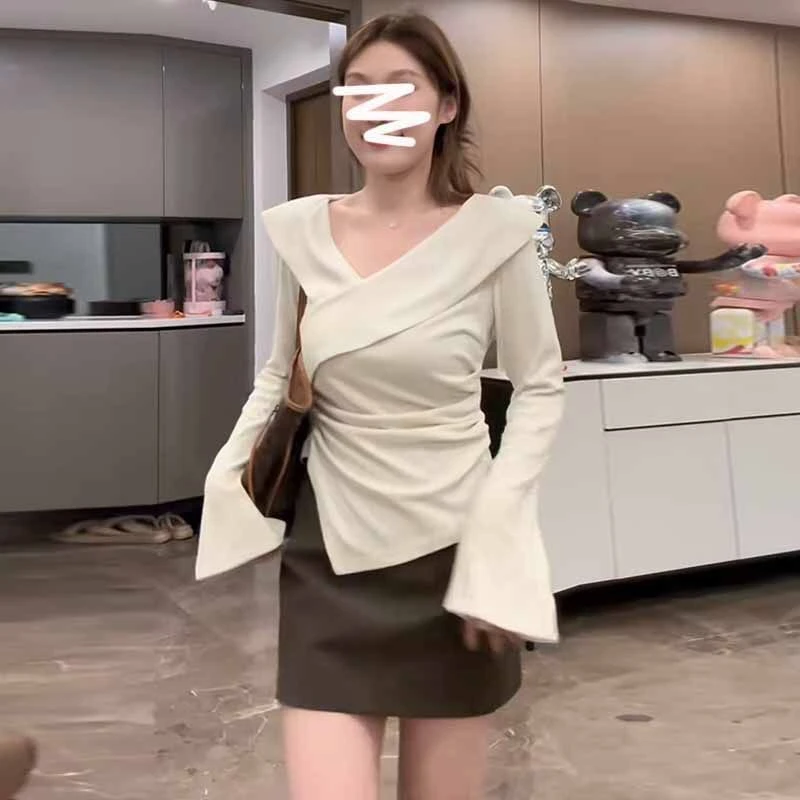小众气质加厚抓毛上衣打底衫女冬大码胖mm纯欲辣妹显瘦遮肚子T恤