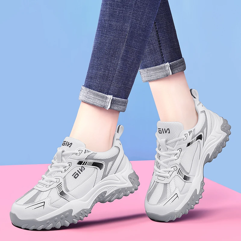 加绒老爹鞋女款2025秋冬新款白色百搭厚底女鞋真皮增高运动休闲鞋