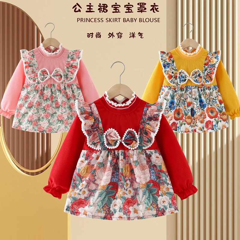 宝宝罩衣外穿洋气儿童公主裙围裙女宝护衣防水防脏秋冬款反穿衣