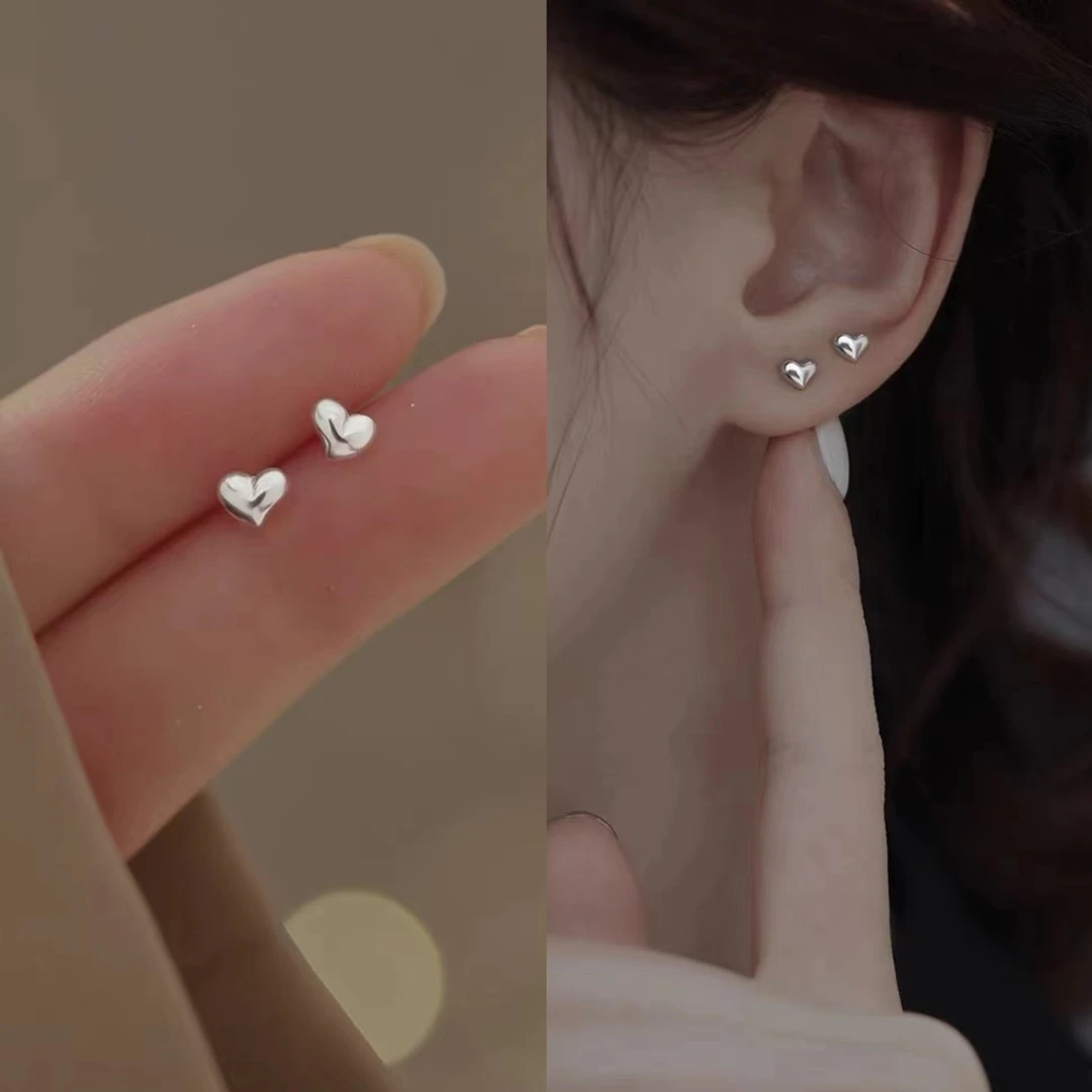 合金耳饰 爱心耳钉女睡觉免摘养耳洞简约迷你小众ins耳饰