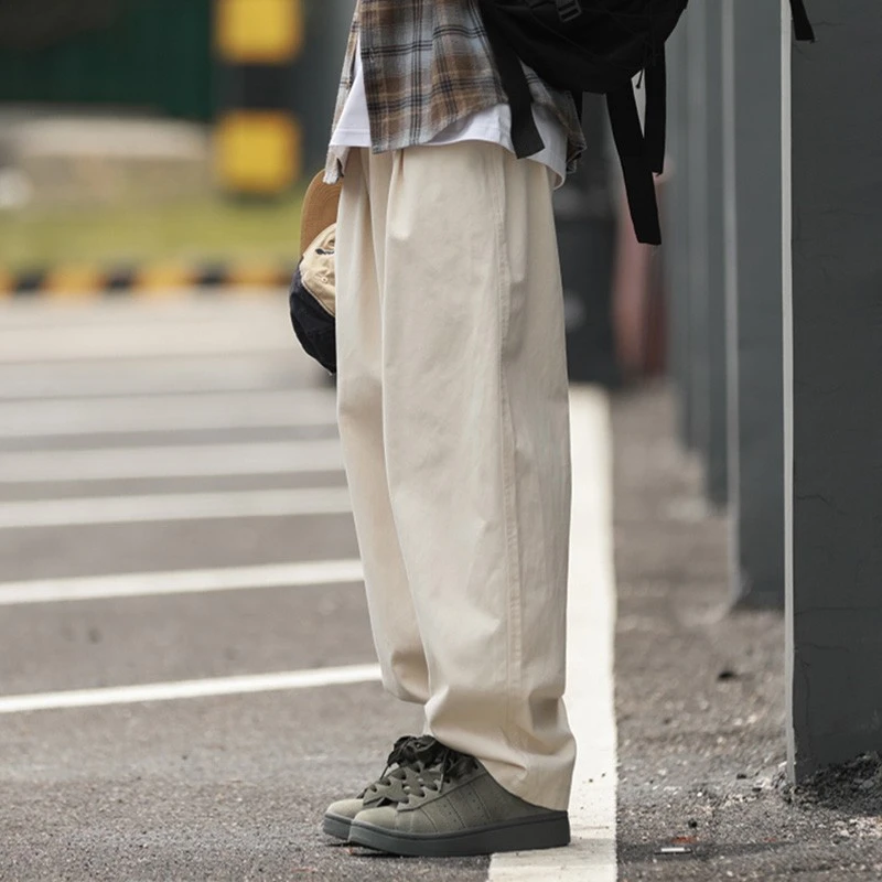 基础款s复古春秋碳磨洗水棉男女休闲裤直筒阔腿裤宽松百搭长裤