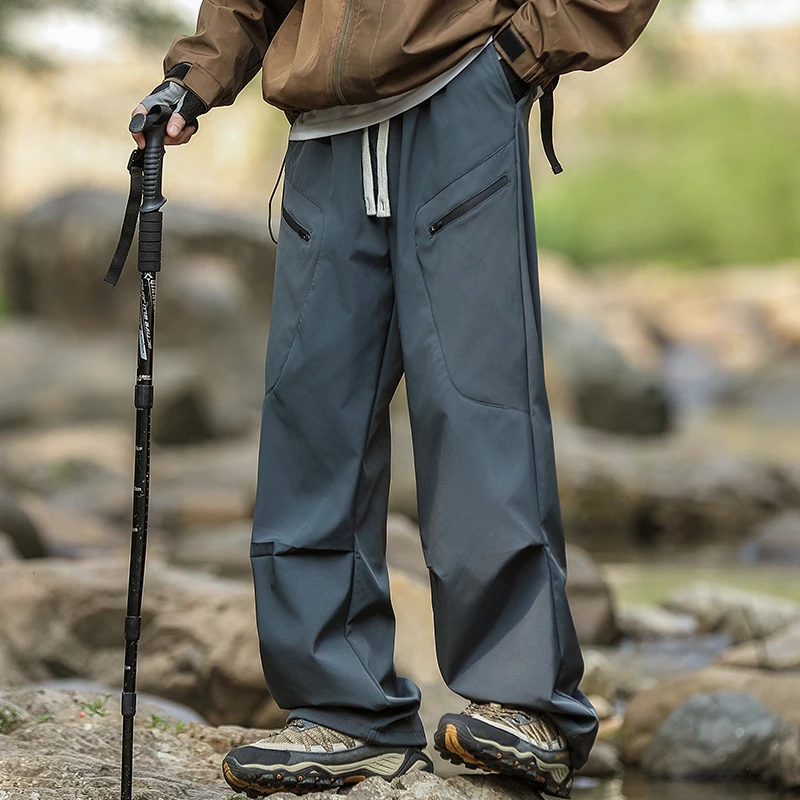 秋季男士新款直筒纯色工装裤宽松百搭潮牌阔腿裤男款时尚休闲裤潮