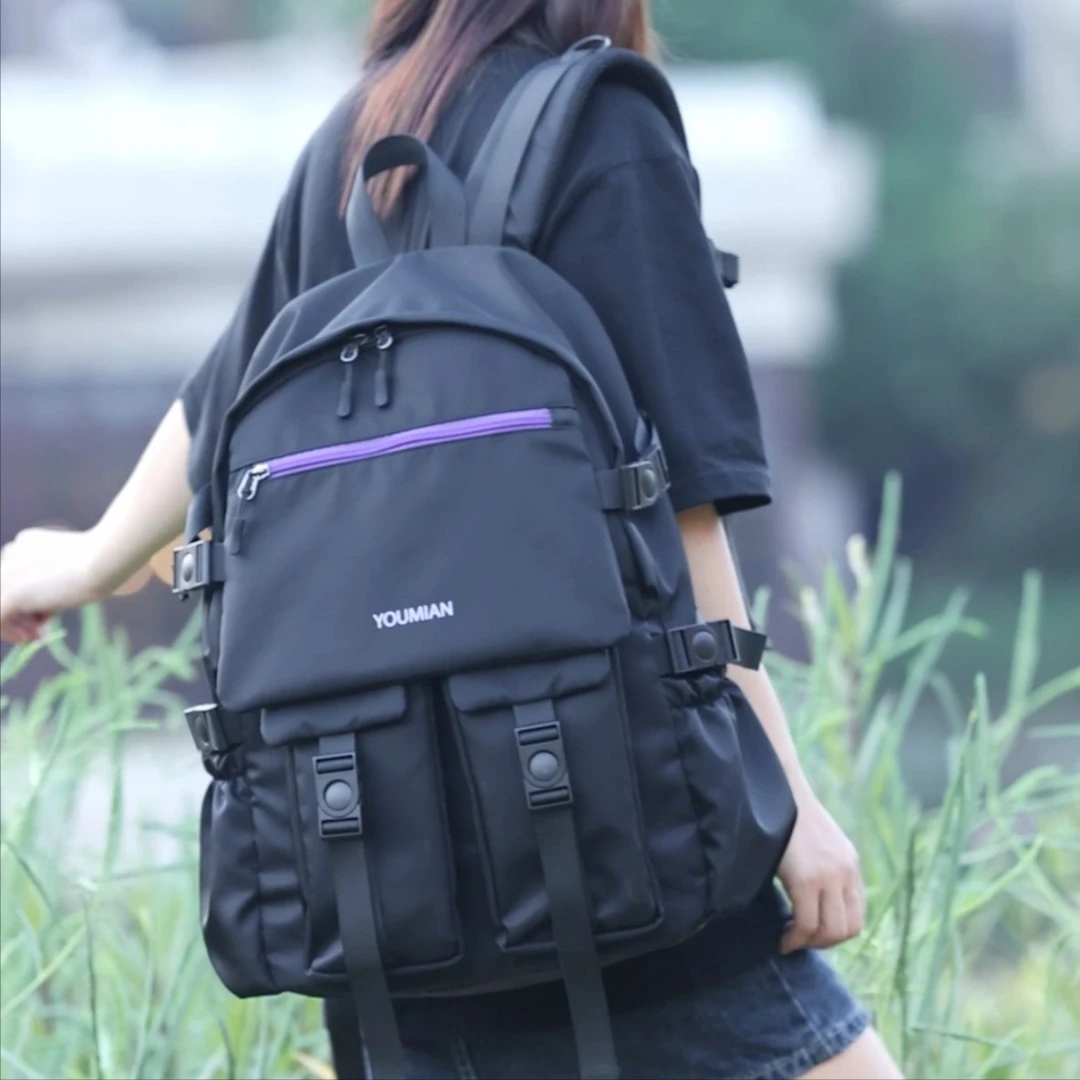 YM高中生书包女大容量2023新款轻便简约初中生潮酷女孩女生耐脏