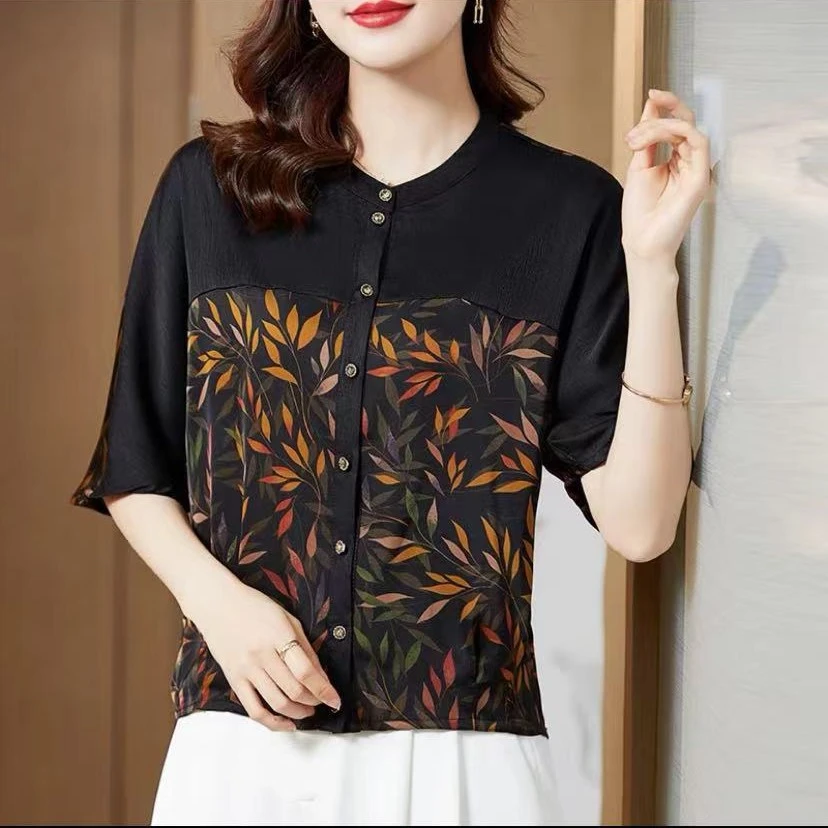032-4时尚洋气 气质小衬衫(七色叶）