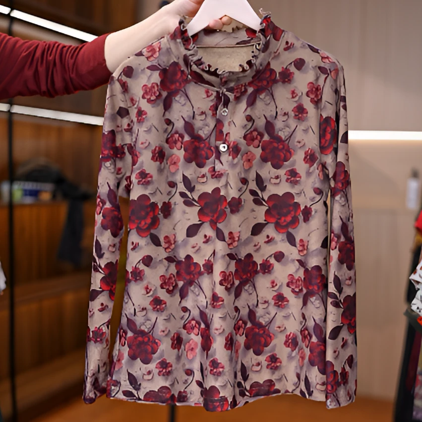 0035-4新款时尚休闲小衫（红花）