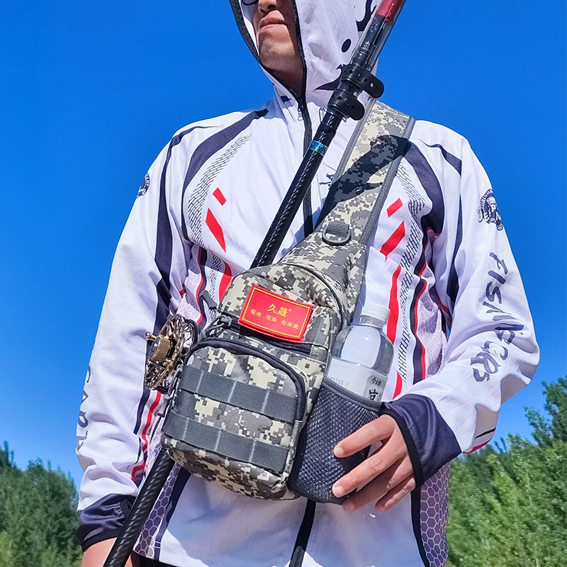 野钓单肩斜挎谷麦包休闲帆布钓鱼战术登山胸包小背包渔具用品