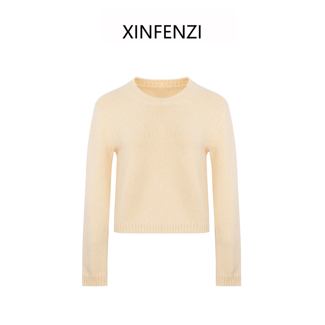 【珊瑚海】XINFENZI 进口山羊绒羊毛厚实感圆领上衣毛衣 35776