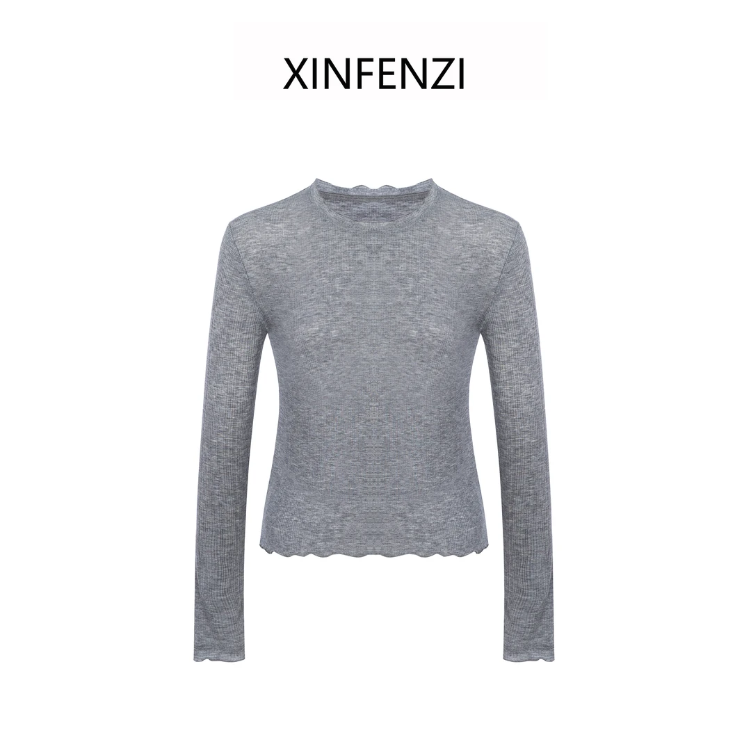 【南知意】XINFENZI 设计感圆领木耳边氛围感针织上衣 FS33918