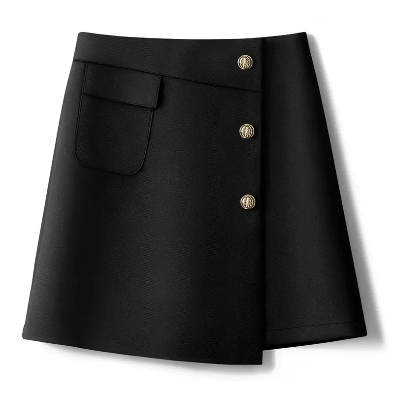 2025新款时尚百搭高腰短裤显瘦裤裙休闲阔腿裤西装a字短裤女8001