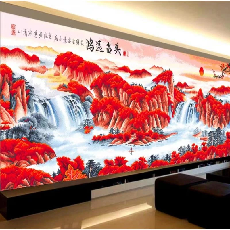 【鸿运当头】十字绣手工刺绣办公室客厅挂画满绣无勾边全图36色