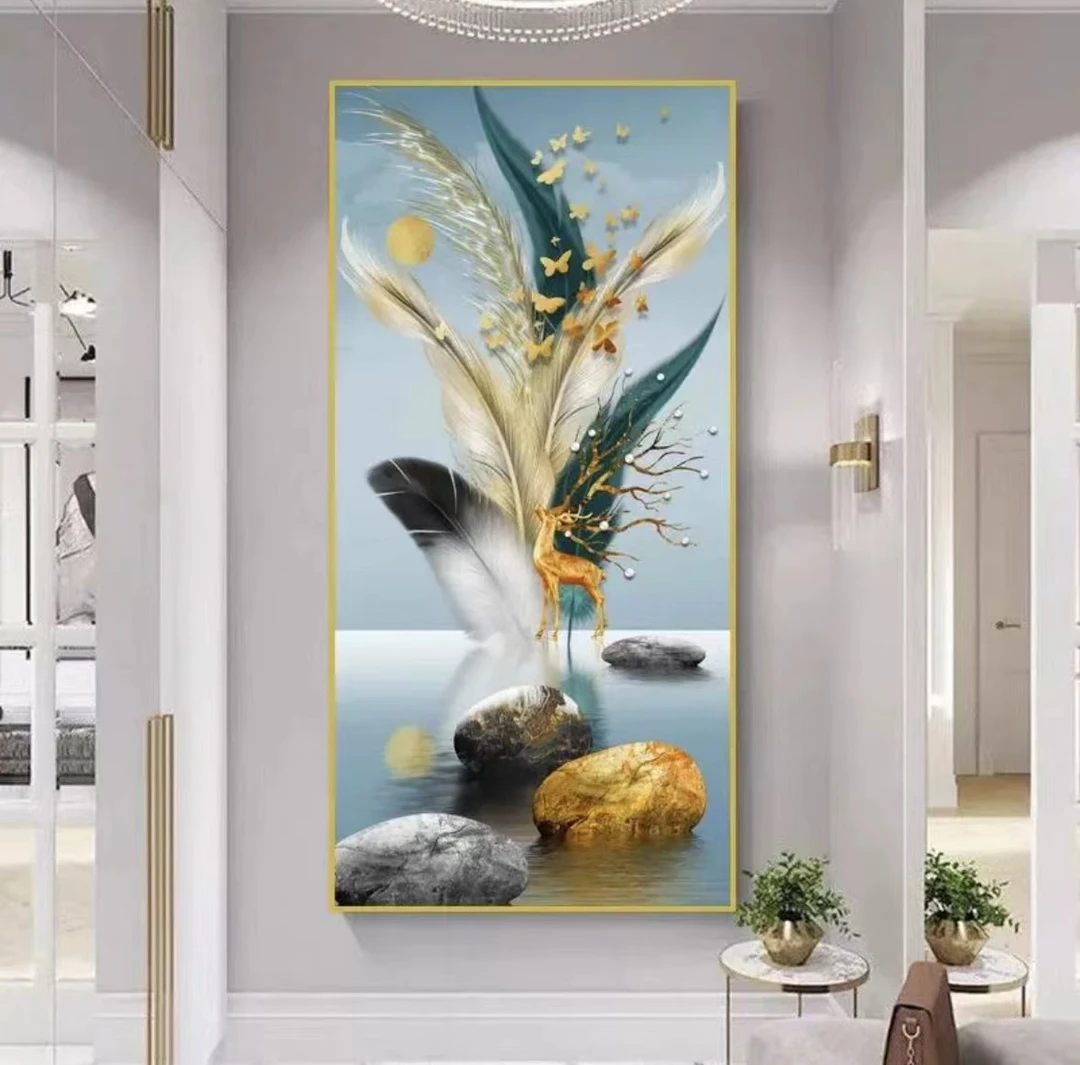 【羽鹿均沾】十字绣手工刺绣客厅玄关挂画满绣无勾边全图40颜色