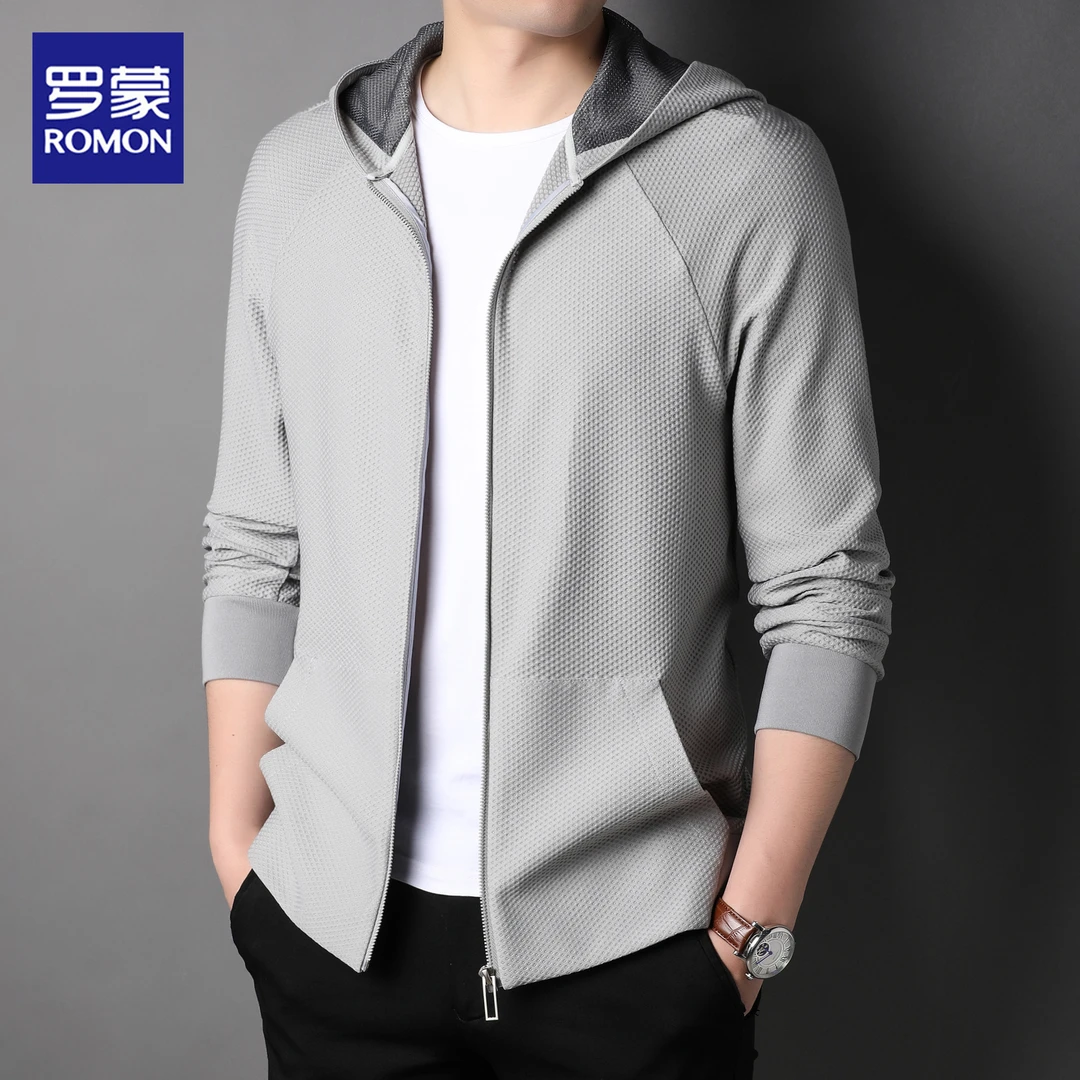 Romon/罗蒙春秋季新款外套男休闲连帽夹克韩版运动春秋男士外套