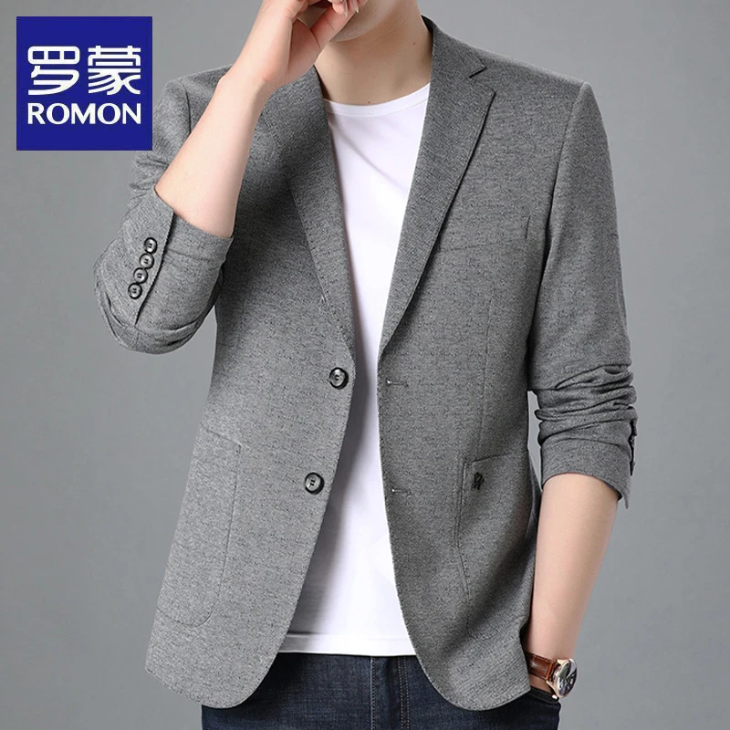 罗蒙春秋季新款男士休闲西服商务时尚西装2025外套宽松上衣潮流