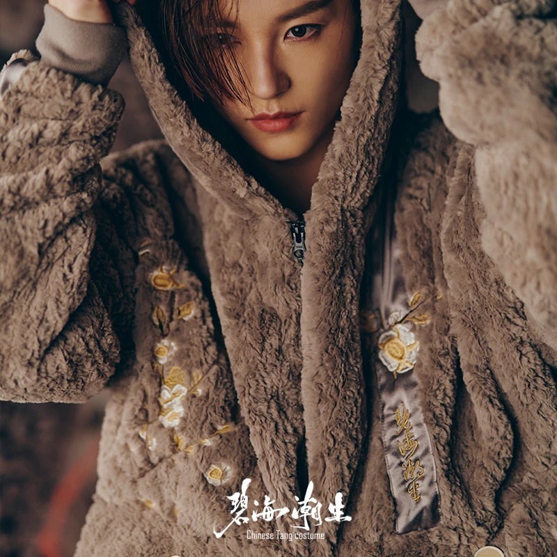 碧海潮生＜傲雪＞秋冬新款原创中国风国潮刺绣加厚毛绒连帽卫衣