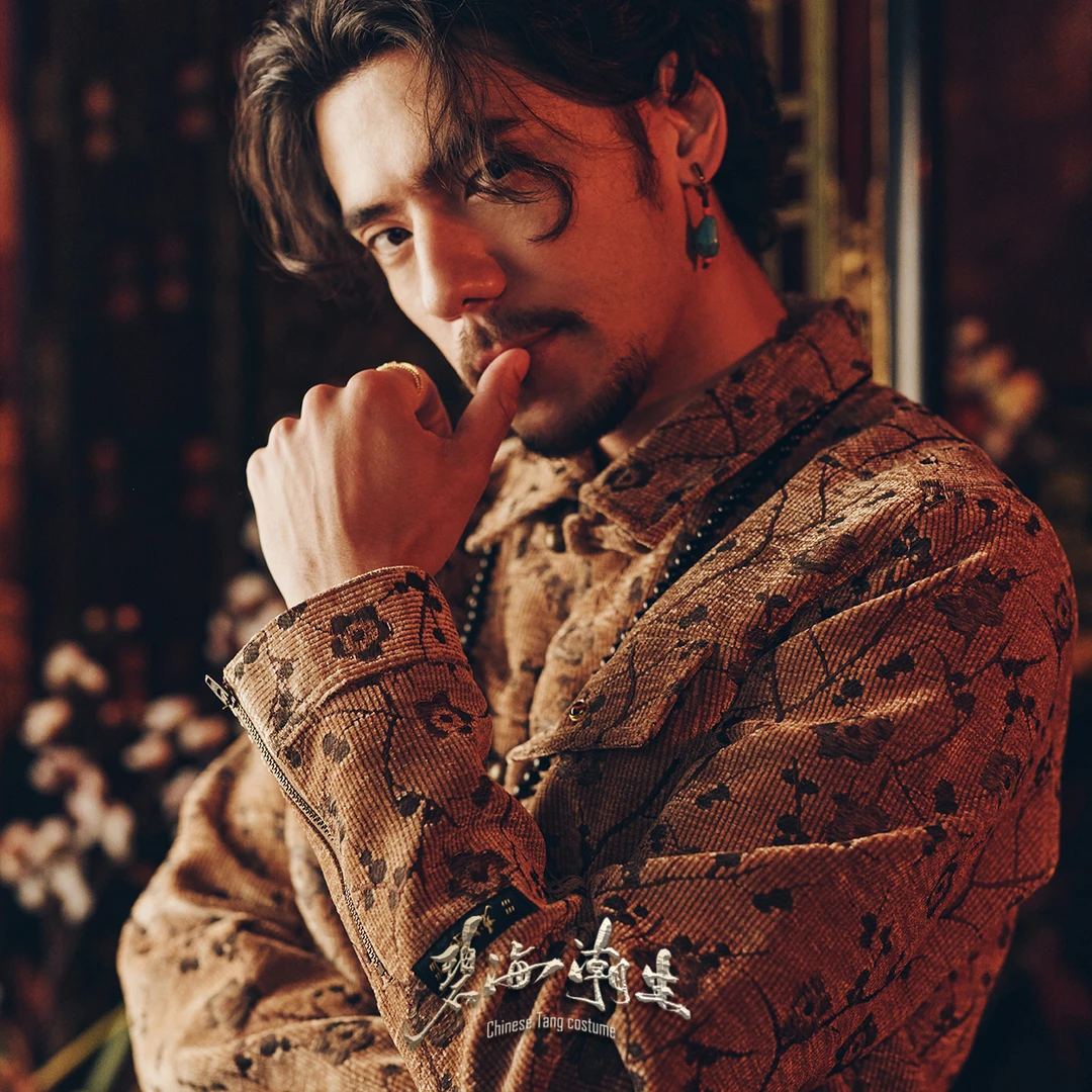 碧海潮生【傲雪】秋冬新款原创中国风国潮提花灯芯绒夹克唐装外套