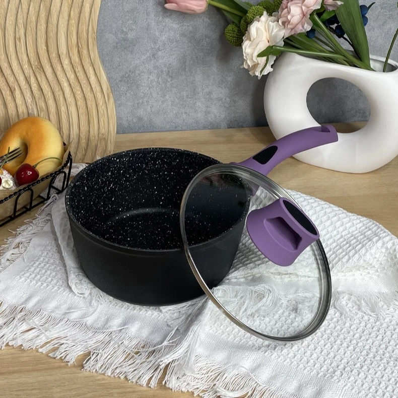 六种颜色麦饭石不粘锅奶锅家用燃气电磁炉通用