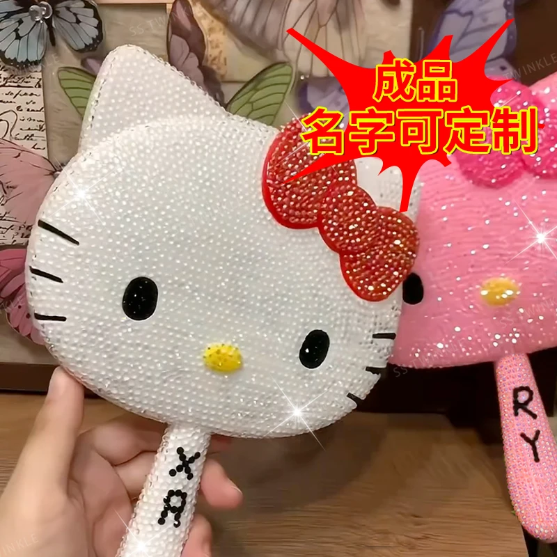 KT猫手工diy闪钻成品镜子可定制满钻卡通送闺蜜女朋友礼物梳妆镜