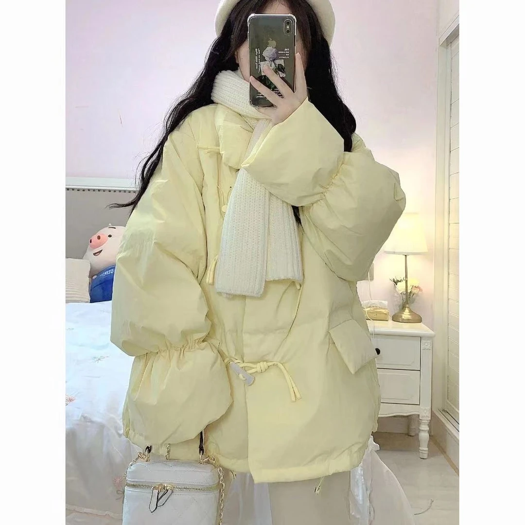 波司澄羽绒服双12特价大促暖黄色牛角扣面包服外套女冬季新款ins