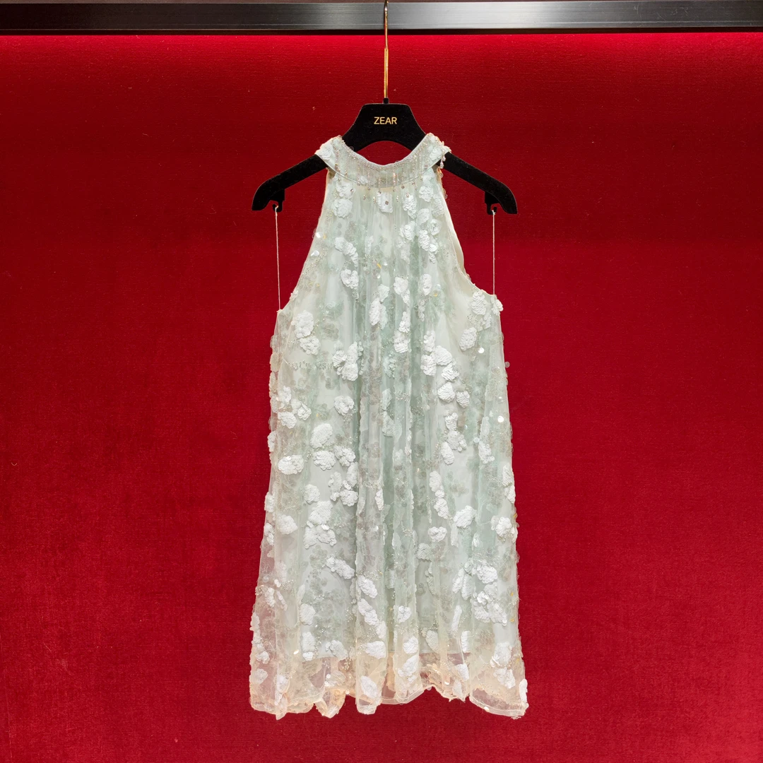 【ZEAR】法式高级感甜美挂脖连衣裙Z000223【肖】