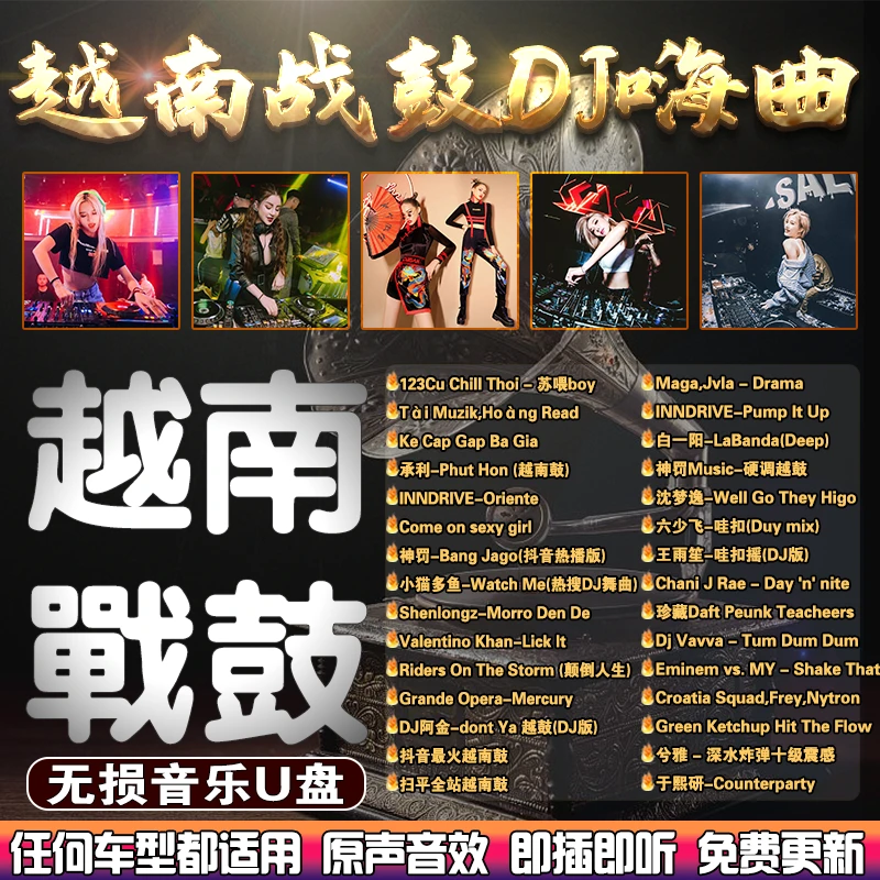 2024最新款越南鼓劲爆dj嗨曲夜店网红歌曲车载U盘无损高音质串烧