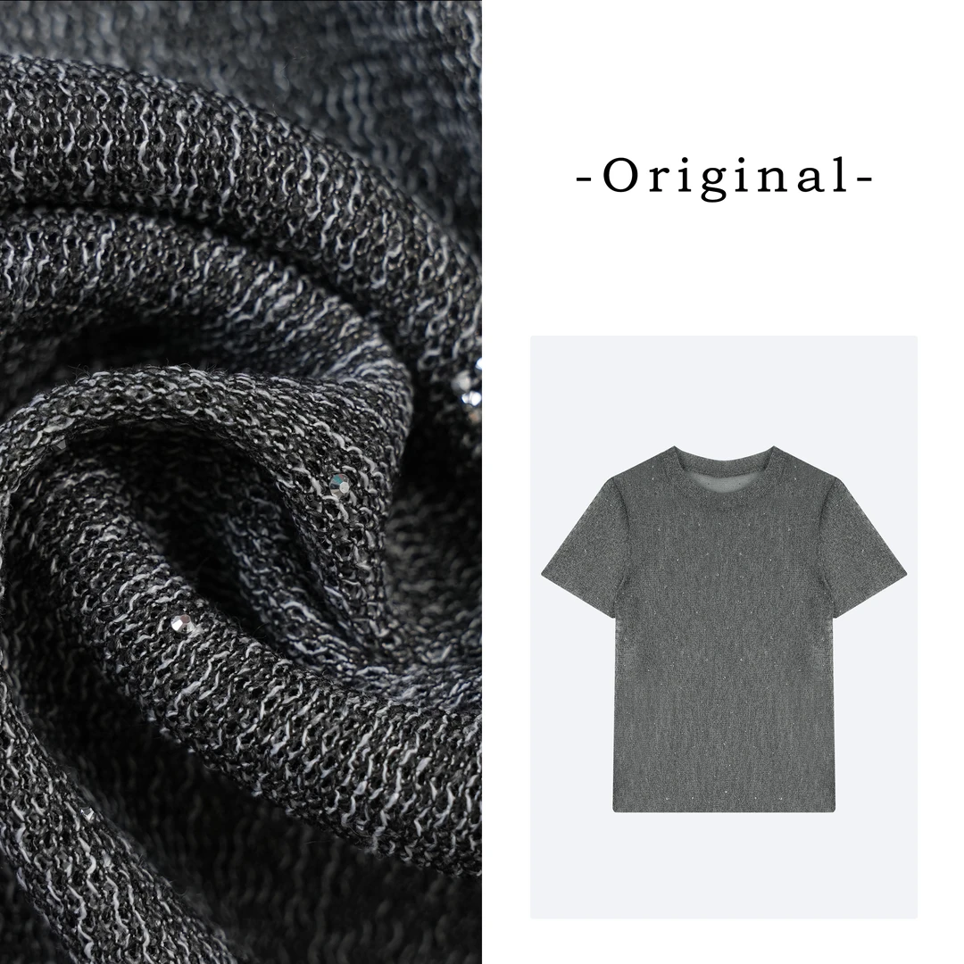 【星河漫步】法式复古时尚百搭轻奢气质高级感烫钻T恤T3621