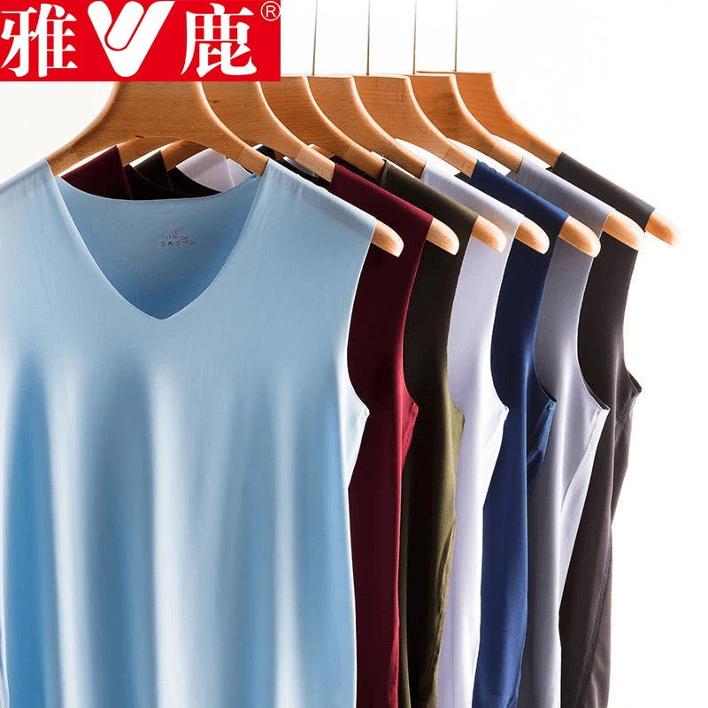 冰丝男士无痕背心修身型紧身健身运动跨栏青少年夏季薄款打底背心