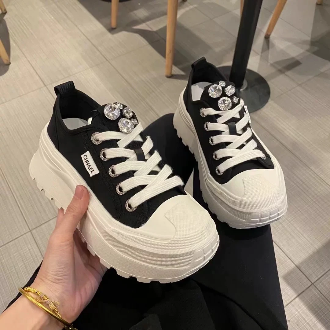 夏季厚底女鞋新款薄款增高饼干鞋网面系带透气运动鞋4C05-260017