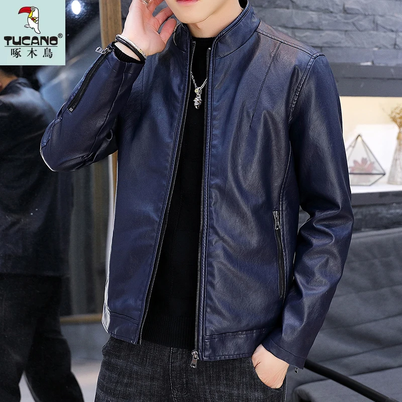 TUCANO/啄木鳥秋冬保暖男士新款立领皮衣潮流时尚休闲帅气皮夹克
