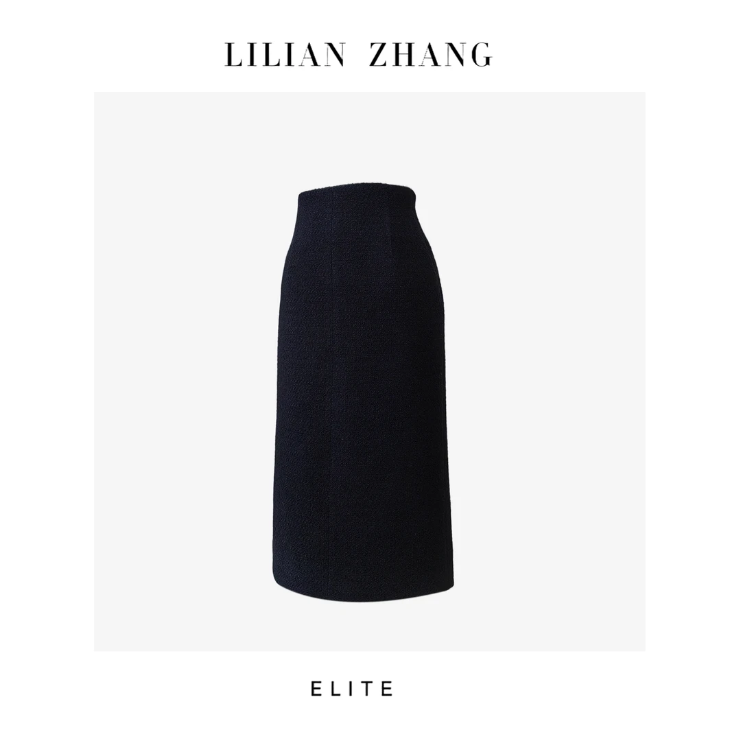 系列—定制—风格永存—轻奢风—经典黑色小香风中长半裙  2403011