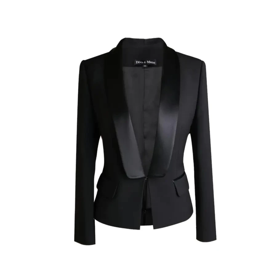 定制—“轻奢风”时尚缎面优雅修身青果领高级百搭西装外套1805020