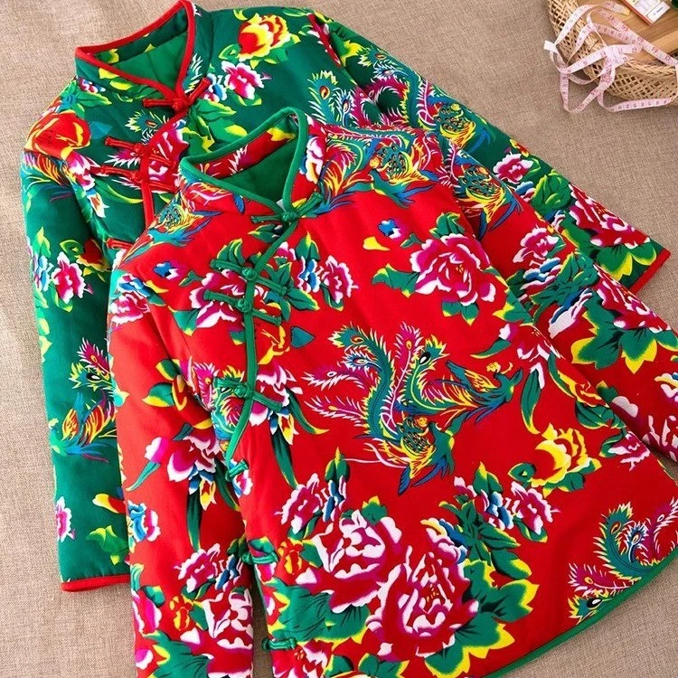 冬季新款网红新年喜庆拜年服民族风加厚保暖国风盘扣棉服棉袄棉衣