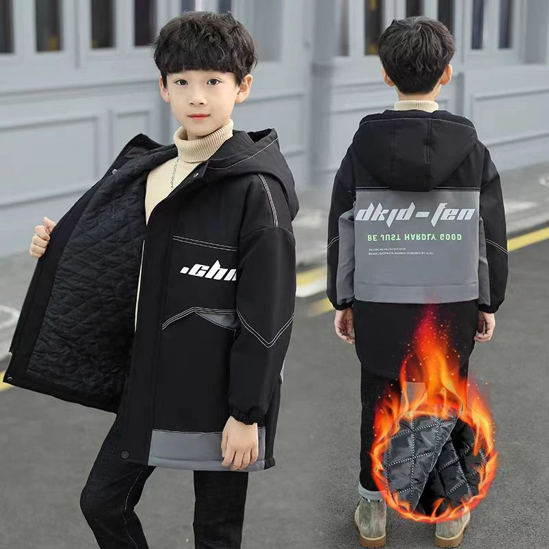 501693童装男童棉服2024冬款儿童加厚连帽棉衣宝宝冬季潮酷厚外套