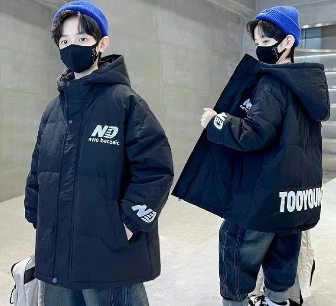 501714童装男童棉服2024冬款儿童加棉棉衣宝宝冬季潮酷连帽厚外套