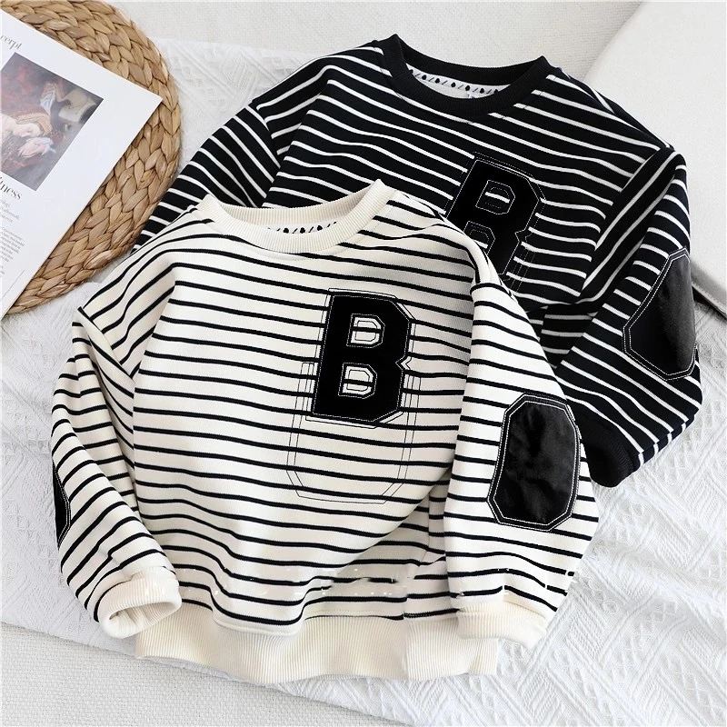 501852童装男童加绒卫衣2024秋冬加绒加厚圆领男孩潮酷卫衣外搭