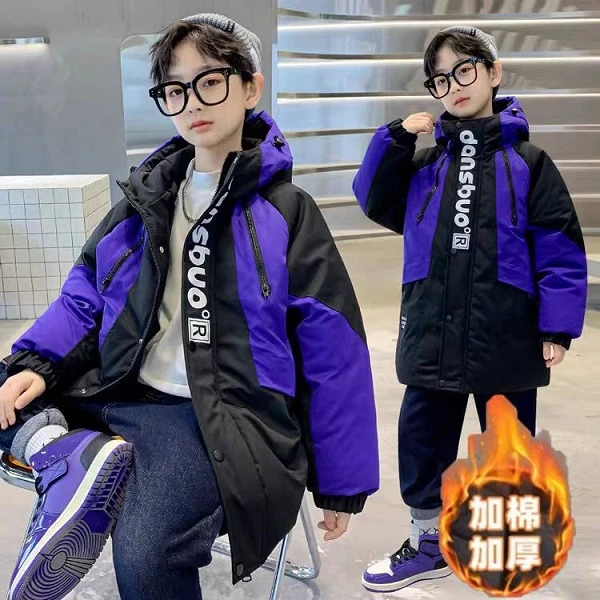 501915童装男童棉服2024冬儿童加棉加厚宝宝冬季潮酷拉链连帽外套