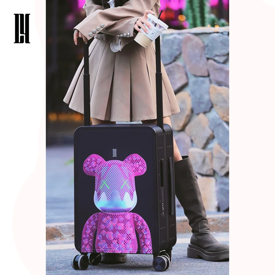 WOLFREALM/狼域【小熊魔方】网红少女ins旅行拉杆箱十个色20寸24寸