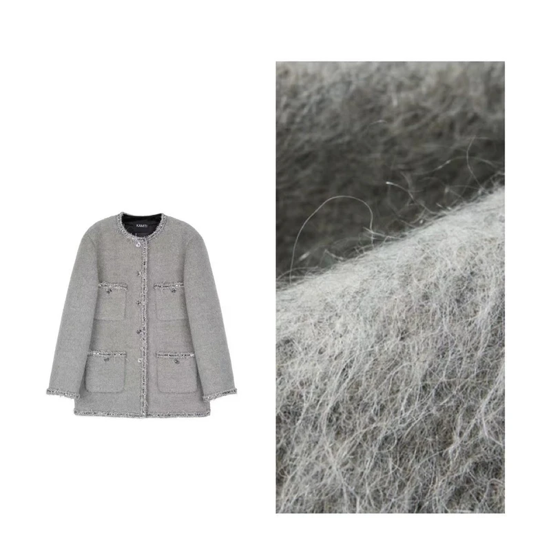 【昨日重现】限量版经典高含羊驼毛马海毛立体长毛4袋廓形小香外套