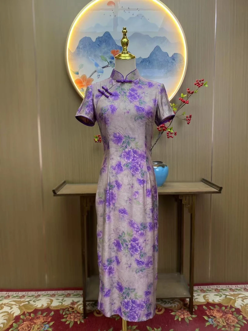 紫丁香 日常气质文艺国风复古优雅长款旗袍