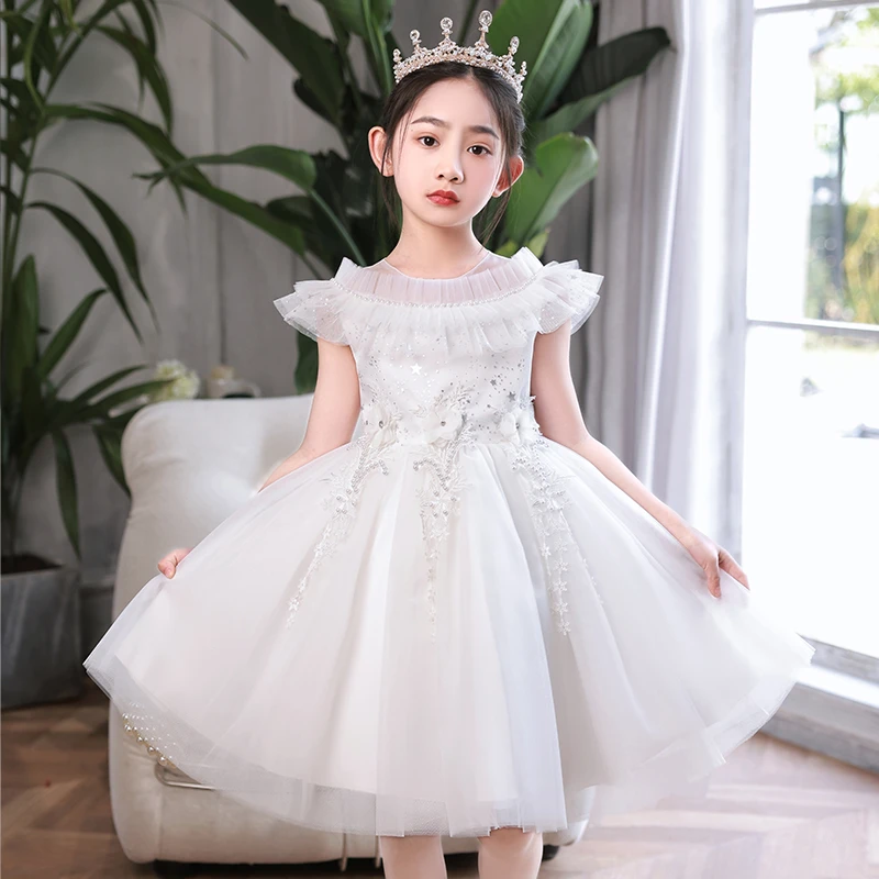 儿童礼服儿童生日公主裙蓬蓬裙裙子夏季花童婚纱女孩主持人演出服