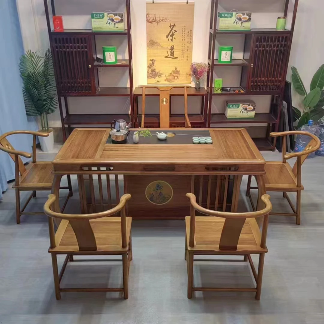 1.8米古典家用纯实木茶桌新中式