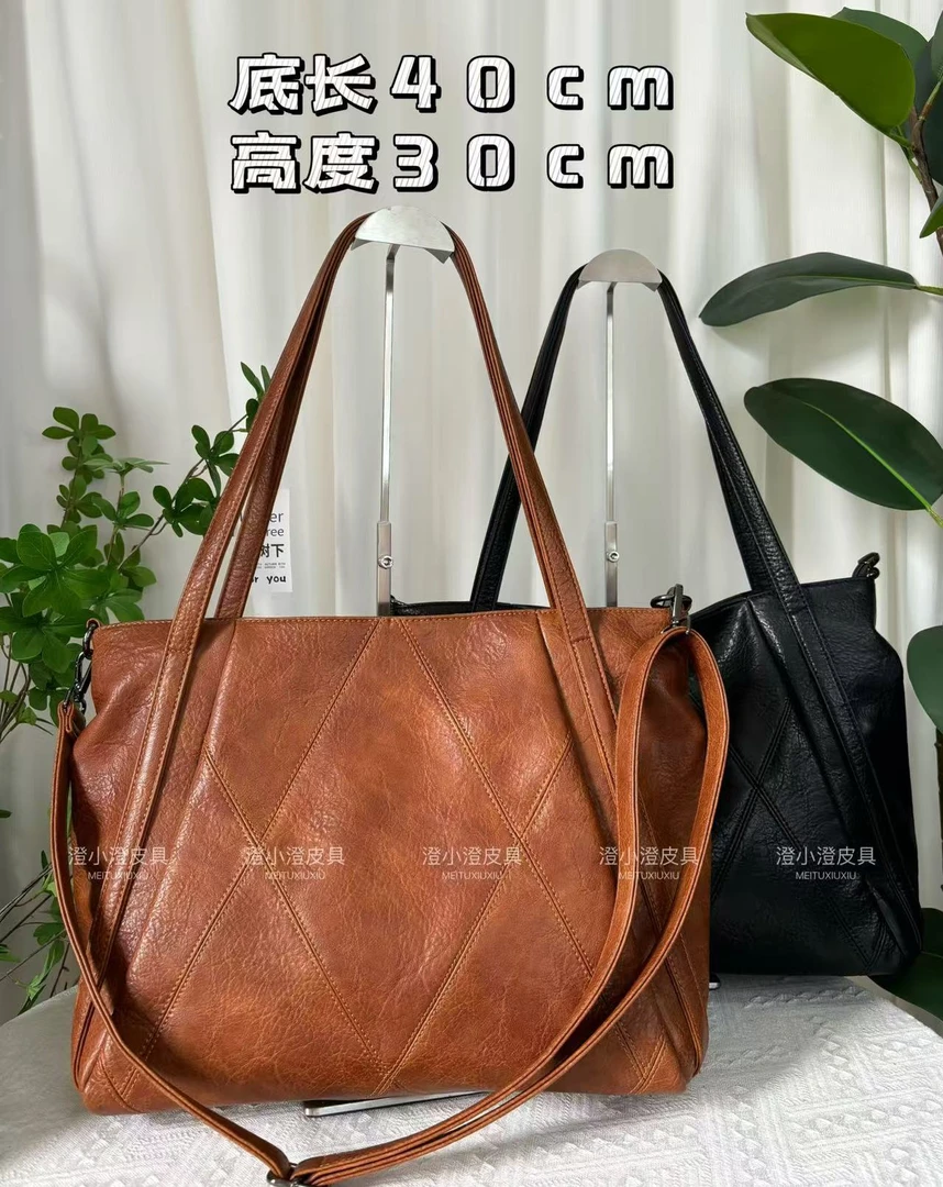 主播自留款大号进口复古牛皮单肩斜挎托特包简约轻便百搭款