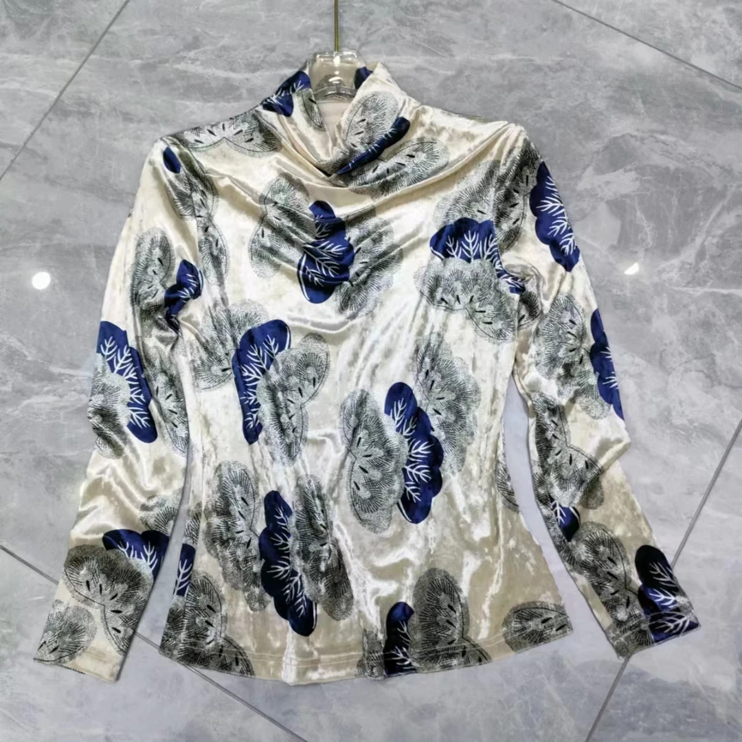 【晨浠定制】新款时尚百搭丝绒打底衫上衣B1288