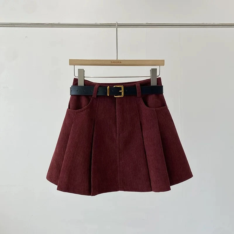 【晨浠定制】新款时尚轻奢百搭百褶坑条半裙917