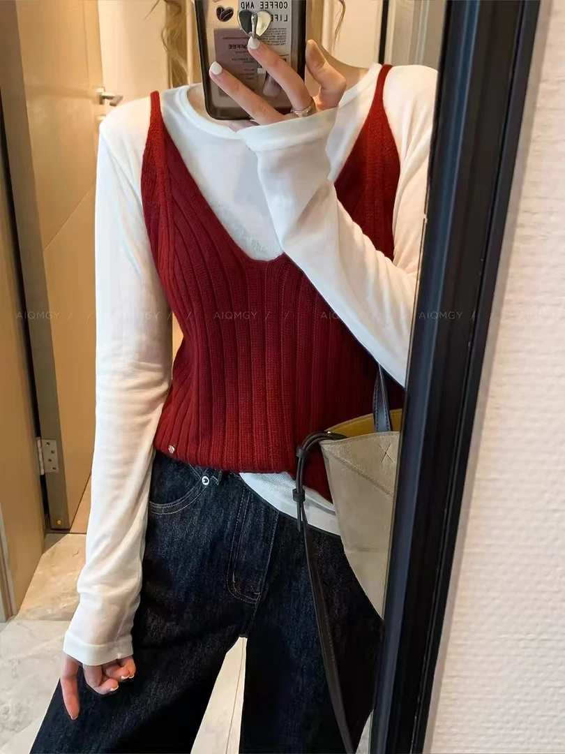 〖晨浠定制〗新款时尚洋气针织两件套两色1605