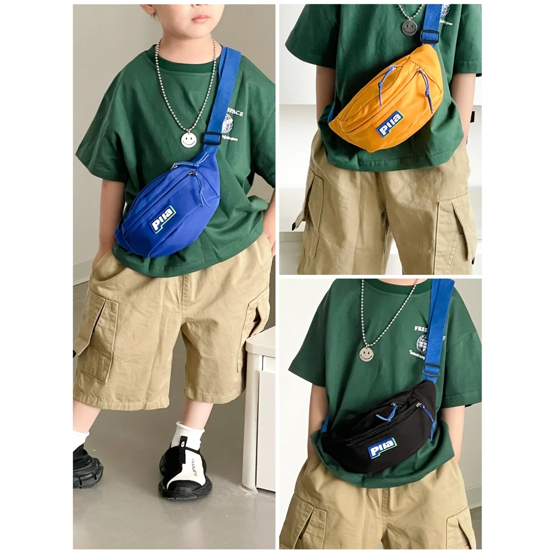 儿童腰包男童潮酷运动休闲包宝宝字母胸包小男孩洋气出游斜跨背包